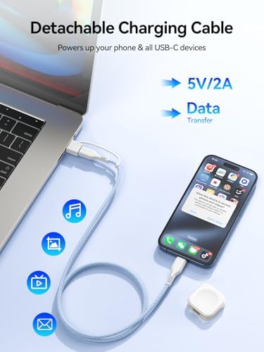 Elevate Your Charging Experience with LVFAN Fast Charger Cable for Apple Watch – Detachable USB-C & A Compatibility, Durable Nylon Braided Design for Seamless Daily Use and Travel – Ideal for Series 10, 9, 8, 7, 6, 5, 4, 3, SE, Ultra 2 Models