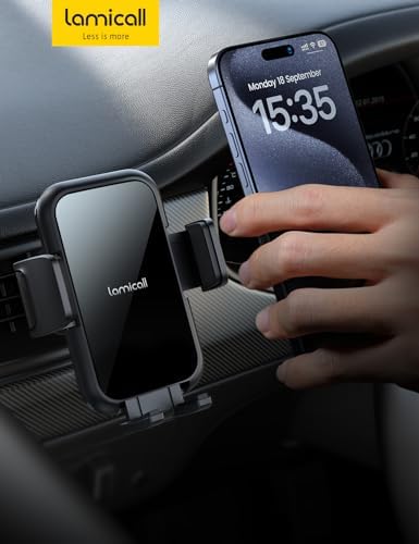 Lamicall 2025 Car Phone Holder with Wider Clamp & Metal Hook – Enhanced Air Vent Mount for Thick Case Compatibility, 360-Degree Rotation, Easy Installation, Dark Grey Finish for Ultimate Hands-Free Navigation and Safety