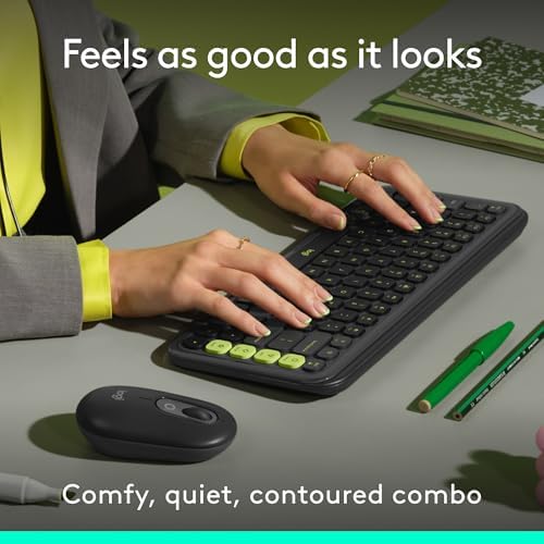 Elevate Your Workspace with the Logitech POP ICON Wireless Bluetooth Keyboard – Stylish Graphite & White Design, Effortless Multi-Device Switching, Comfortable Low-Profile Typing, and Customizable Keys for Enhanced Productivity on Laptops, Tablets, and PCs