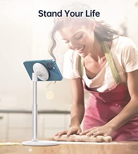 Magnetic Desk Phone Stand for iPhone 16/15/14/13/12 – Phone Holder Dock with 360°Rotation, Height&Tilt Adjustable for Office/Home Compatible with iPhone 16 15 14 13 12 Mini/Plus/Pro/Pro Max,Mag-Safe – Enhanced Compatibility and Speed