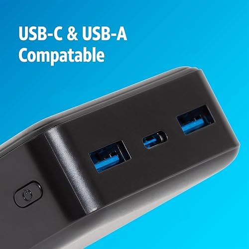 AT&T Professional 20000 m Ah Portable Power Bank – High Capacity Fast Charging with USB-C Power Delivery & Dual USB-A Ports for Universal Device Compatibility – Reliable On-the-Go Power Solution in Sleek Black Finish