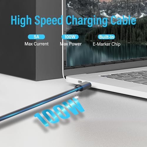 Compact Dual-Port 45 W USB C Power Adapter | Ultra-Slim Ga N Technology Fast Charger with 3.28 ft Cable for Laptops, Tablets, and Smartphones | PD 3.0 Compatible, Travel-Friendly, and Efficient Charging Solution for On-the-Go Users
