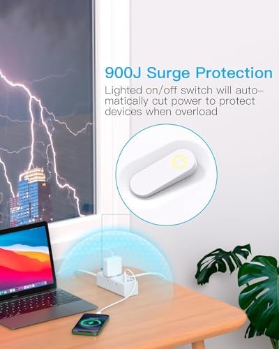 5 Ft Versatile Power Strip with 6 AC Outlets & 3 USB Ports, including USB-C – Compact Flat Plug Extension Cord for Efficient Charging in Dorm Rooms, Travel, and Home Offices – Surge Protector for Enhanced Device Safety and Connectivity