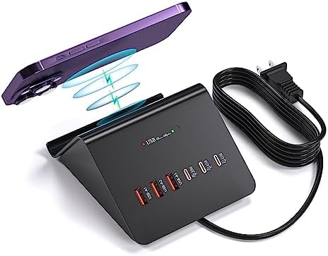 Revolutionary 100 W Ga N 6-Port USB C Charging Hub with 45 W PD Adapter & 15 W Wireless Charger – Ultimate Multi-Device Power Station for i Phone, i Pad, Samsung & Laptops – Fast, Efficient, and Clutter-Free Solution for Home and Office Use