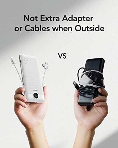 VEGER Ultra-Slim 10,000 m Ah Portable Charger with Built-in Cables and Integrated Wall Plug – Fast Charging Power Bank for i Phone, i Pad, Samsung, and More – Essential Travel Battery Pack for On-the-Go Charging and Enhanced Device Compatibility