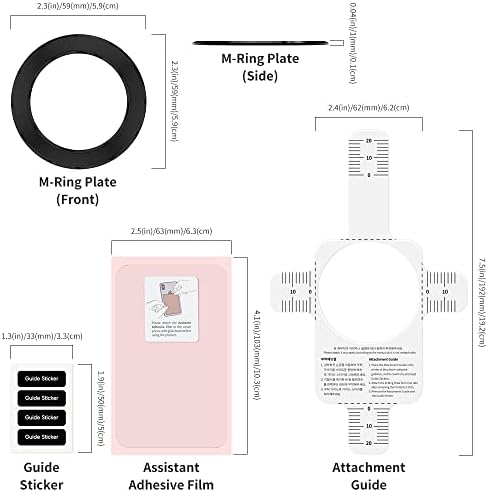 Sinjimoru for MagSafe Sticker, Magnetic Ring for Phone Case, Adaptor for MagSafe Magnet, 1000g Magnet Strength, Wireless Charging, M-Plate Black – Enhanced Compatibility and Speed
