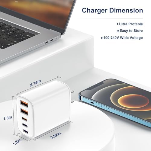 Fast Charging Multi-Port USB C Power Adapter – 5-Port 40 W Wall Charger for i Phone 16 Pro Max, 16 Pro, 15 Pro Max, and More – Compact Cube Design with 3 USB-C and 2 USB-A Ports – Ideal for Efficient Device Charging in Homes and Offices – Built-in Safety Features for Overcharging Protection – Perfect for Busy Professionals and Families