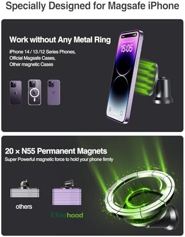 Revolutionize Your Workout with the Elitehood 360° Dual Magnetic Phone Holder – Featuring 20 Ultra-Strong Magnets for Unmatched Stability, Mag Safe Compatibility for i Phone 15/14/13/12 Pro Max/Plus/Mini, and Customizable Viewing Angles for Hands-Free Access During Intense Gym Sessions – The Ultimate Heavy-Duty Phone Mount for Fitness Enthusiasts Seeking Performance and Convenience
