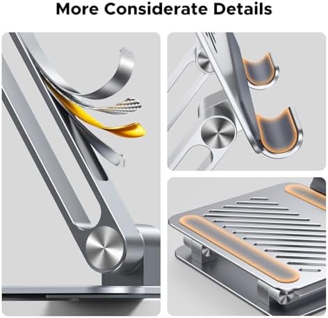 UGREEN Premium Adjustable Aluminum Tablet Stand Holder – Dynamic Multi-Angle Desk Accessory for i Pad Pro, Air, Mini, and Smartphones – Dual Rod Engineering for Unmatched Stability – Perfect for Home Office and Enhanced Productivity – Transform Your Viewing and Work Experience