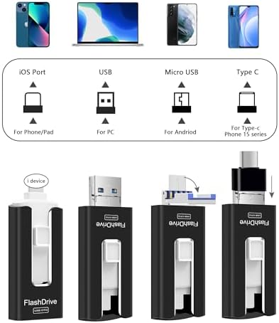 256 GB High-Speed USB Flash Drive for Phones & Tablets – Ultimate Photo & Video Storage Solution with Enhanced Compatibility & Plug-and-Play Convenience (Sleek Black Design)