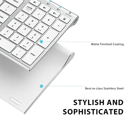 Experience Unmatched Versatility with the i Clever BK10 Bluetooth 5.1 Wireless Keyboard – Ergonomic Comfort Meets Multi-Device Connectivity for Mac, i Pad, i Phone, Android, and Windows – Full-Size Layout with Number Pad for Enhanced Productivity and Seamless Workflow – Rechargeable, Lightweight, and Stylish Design for Effortless Typing Anywhere
