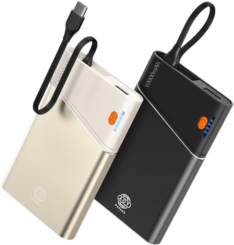 Ultra-Slim 10000 m Ah Power Bank with 22.5 W PD Fast Charging – Built-in USB-C Cable for i Phone 16/15/14, Samsung S24 & More – Lightweight Travel Essential with 15-Layer Safety Protection & Multiple Device Charging Capability