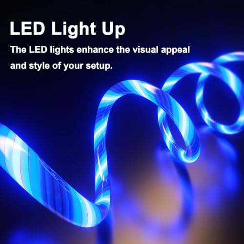 Illuminate Your Charging Experience: 6 ft LED Light-Up MFi Certified i Phone Charger Cable – Fast Charging for i Phone 14, 13, 12, 11 Pro Max, XR, X, SE, 8 Plus, i Pad & i Pod (Vibrant Purple) – Stylish, Durable, and Convenient Performance