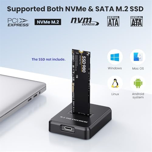 xiwai USB 3.1 USB-C to NVMe M-Key M.2 SSD External Converter Adapter – Vertical Design for Fast Data Transfers & Universal Compatibility – Ideal for Gamers and Creators