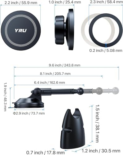 YRU 2025 Magnetic Phone Holder for Car – Superior Patented Magnet Technology for Seamless Dashboard or Windshield Mounting | Mag Safe Compatible | Sleek Black Design Perfect for i Phone 12-16 Pro Max & Samsung | Effortless Installation for Hands-Free Navigation & Calls | Built to Last for Everyday Use