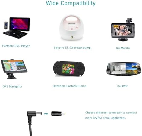 Universal 12 V Car Charger for Portable DVD Players – Fast Charging Power Cord with 8 Connectors for DBPOWER, RCA, APEMAN, and Sylvania Devices – Ultimate Compatibility for Road Trips and On-the-Go Entertainment