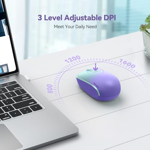 TECKNET 2.4 GHz Wireless Mouse – Ultra-Quiet & Portable Computer Companion with Adjustable DPI, USB Receiver, and Ergonomic Design for Seamless Use Across Chromebook, Laptop, PC & Mac – Enhance Productivity Effortlessly