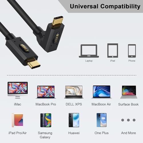 High-Performance Poyiccot 1 ft Short USB C to USB C Cable – 240 W Rapid Charging & 40 Gbps Thunderbolt 4 Data Transfer – Right Angle Design for Enhanced Space Efficiency & 8 K@60 Hz Video Compatibility – Ideal for i Phone, Mac Book, and Surface Pro Users