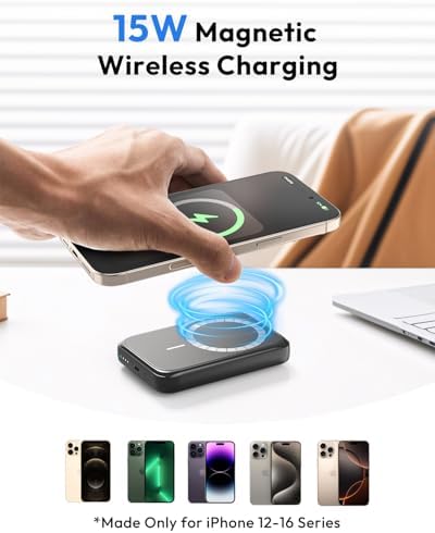 Sleek Pink Magnetic Power Bank for i Phone – 10000 m Ah with 15 W Wireless Charging & 20 W USB-C Fast Charge – Ultimate Portability for i Phone 16/15/14/13/12 Series – Effortless One-Handed Operation for Travel Enthusiasts and Daily Adventurers – Strong 10 N Magnetic Force for Secure Attachment – Perfect for On-the-Go Charging