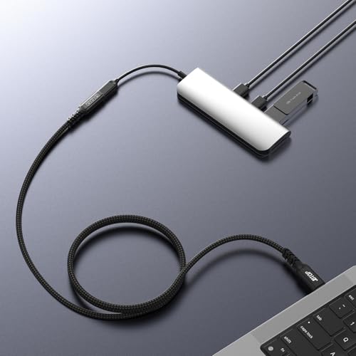 Innovative L-Shaped USB C Extension Cable (2 Pack, 6.6 Ft) – 240 W Power Delivery, 40 Gbps High-Speed Data Transfer, Durable Nylon Braided Design for i Phone 16, i Pad, Mac Book & Mag Safe – Optimal Flexibility for Tightly Spaced Connections