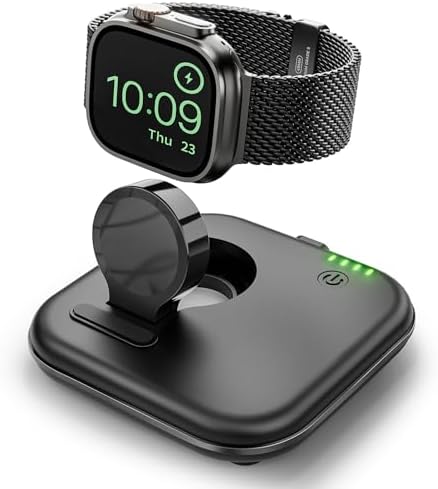 Portable Magnetic Power Bank for Apple Watch – 2000 m Ah Foldable Charger with Type-C Cable | Essential Travel Companion for Series 2-10, SE, Ultra 1/2 | Lightweight, Durable Emergency Backup Solution for Fitness and Adventure Seekers