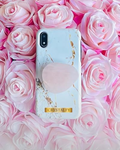 Transform Your Mobile Experience with CRYSTALFY White Clear Quartz Druzy Crystal Phone Grip – Versatile Kickstand & Unique Gemstone Top for i Phone, i Pad, Kindle & More – Handcrafted Natural Accessory with Enhanced Adhesion and Customizable Design – Perfect for Style, Functionality, and Gifting