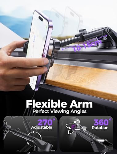 Gliship Ultra Wireless Car Charger Holder – 15 W Fast Charging Auto-Clamping Phone Mount for i Phone 16/15/14/13/12 Pro Max Plus & Samsung S23/S22/S21 – Versatile Dashboard, Windshield, & Air Vent Compatibility for Effortless Charging on the Go