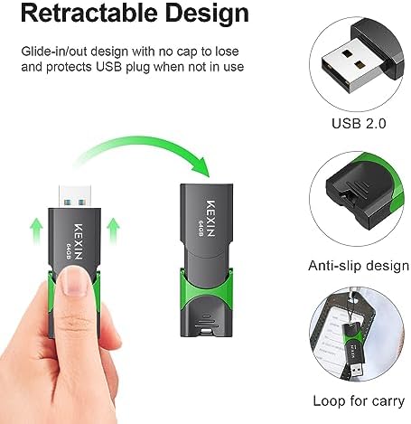 KEXIN 64 GB USB 3.0 Flash Drive 10-Pack – High-Speed, Reliable Data Storage for Photos, Videos & Files – Versatile Portable Memory Sticks Compatible with PCs, Laptops & Consoles – Perfect for Professionals & Students