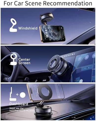 2025 Upgraded Vacuum Magnetic Phone Holder, Car Phone Holder for Magsafe [89+LBS Suction & 2800gf Magnetic] Suction Cup 360° Adjustable Phone Mount Car Truck Accessories for Women Men – Enhanced Compatibility and Speed