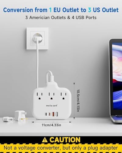 Ultimate Universal Travel Plug Adapter with PD30 W Fast Charging Hub – 3 Multi-Port Connectivity for International Travel, Featuring Dual USB-C & USB-A Outputs, 3 ft Extension Cord for Effortless Power in EU, US, UK, France & Spain – Perfect Solution for Global Adventurers Seeking Reliable Charging Options