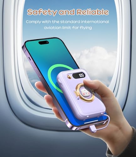 Ultra-Compact 10000 m Ah Fast Charging Power Bank with Built-in Cables and LED Display – Cute, Lightweight Design for i Phone, Samsung, and Tablets – Perfect Travel Companion for Effortless Power On-the-Go