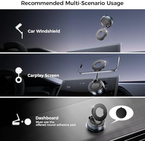 Revolutionary Electric Vacuum Suction Car Phone Holder – 360° Rotating Magnetic Mount for Ultimate Flexibility – Adjustable Stand for i Phone 12-16 Series – Unmatched Stability with Strong Suction for Safe Driving and Navigation – Hands-Free Convenience for Every Journey