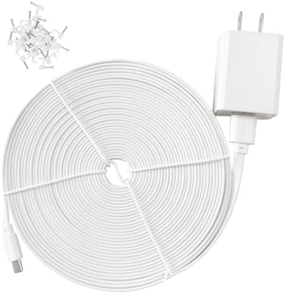 25 ft USB C Power Cord for Blink Mini 2, Blink Outdoor 4 & Furbo 360 Dog Camera – Durable Flat Cable for Easy Setup & Enhanced Surveillance at Home and with Pets – Reliable Waterproof Charger with Wire Clips for Secure Installation