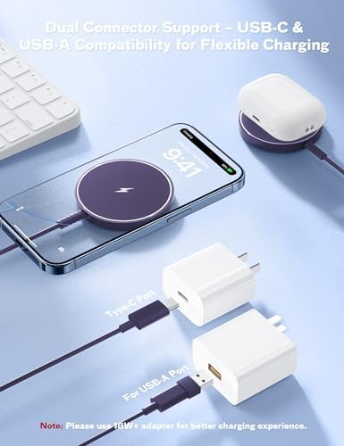 Bohuma Magnetic Wireless i Phone Charger – Fast Mag-Safe Charging Pad for i Phone 16, 15 Pro Max, 14 Pro Max, 13, 12 Pro Max & Air Pods Pro – Sleek Design for Home and Office – Effortless Alignment & Enhanced Power Efficiency