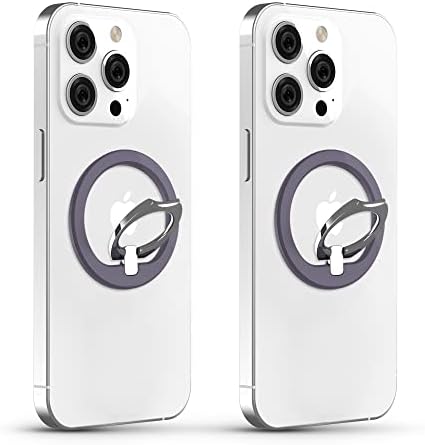 Premium PROfezzion Magnetic Phone Grip Holder – 2 Pack Zinc Alloy Ring Stand for Mag Safe i Phone 16/15/14/13/12 Pro Max – Enhanced Magnetism & Ergonomic Design for Ultimate Comfort and Secure Grip – Compatible with Mag Safe Cases & Magnetic Car Mount – 360° Rotatable, 130° Foldable – Slim Profile with No Residue Removal – Fashion-Forward Colors: Black, White, Blue & Purple – Perfect for On-the-Go Convenience and Multi-Functional Use