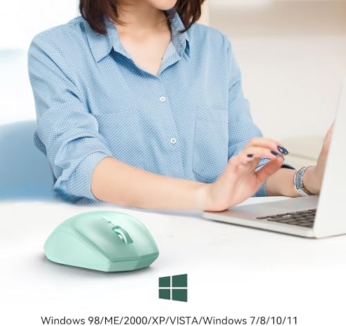 TECKNET Bluetooth Wireless Mouse – Ergonomic 4800 DPI Precision with 6 Adjustable Settings, Long-Lasting 2-Year Battery, and 6 Functional Buttons for Laptops & Windows – Sleek Grey Design for Enhanced Comfort and Productivity