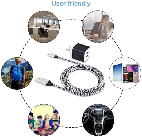 Ultimate Fast Charging USB Wall Charger Block with Dual Ports & 3 Pack 6 ft Type C Cables – Ideal for Samsung Galaxy S24/S23/S22/S21, i Phone 16/15, Google Pixel 9/8 Pro – Enhanced Compatibility & Speed for All Your Devices