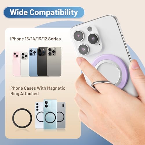 Magnetic Dual-Sided Phone Ring Holder in Elegant Purple – Ultimate Grip and Kickstand for i Phone 12-16 Series – Experience Unmatched Hands-Free Functionality and Enhanced Device Control for Everyday Use