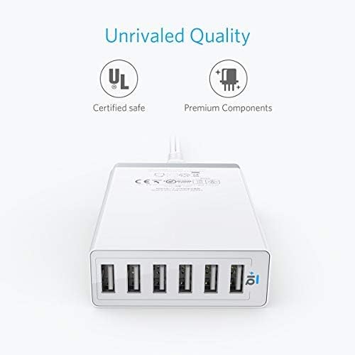 Anker 60 W 6-Port USB Charging Station – Ultimate Multi-Device Fast Charging Hub for i Phone 14/13, i Pad Pro/Air/Mini, Galaxy S23/S22/S21, Note 20 Ultra & More – Compact Design with Enhanced Safety Features for Efficient Power Management and Versatile Compatibility
