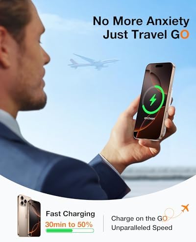 TORRAS Magnetic 10000 m Ah Portable Power Bank – Ultra-Slim Wireless Charger for i Phone with Fast Charging & Integrated O-Stand, Compatible with Mag Safe, 16 Pro Max, Pro, 15, 14, 13, 12 – Essential Travel Companion for Effortless Connectivity