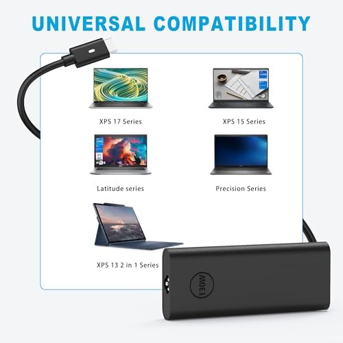 High-Performance 130 W USB-C Dell Laptop Charger – Ultimate Compatibility for XPS 15, Precision 5570, Latitude Series – Fast Charging Power Supply with 100-240 V Input for Enhanced Efficiency and Reliability – Ideal Replacement Adapter for Your Dell Devices – Exceptional Customer Service Included