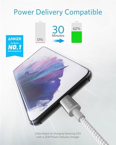 Anker 6 FT USB C to USB C Charging Cable Pack – 60 W Fast Charge for i Phone 16 Series & i Pad Mini 6 – Durable Nylon Braided Design, Enhanced Compatibility & Flexibility for All USB-C Devices (5 Pack)