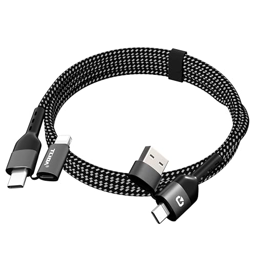 USB C for iPhone Cable, 66W 4 in 1 Charging Cable 4.4FT, Chubby USB A/C to C/liging with Light for iPhone 16e 16 15 14 Pro/MacBook/iPad/Samsung S25/Switch 2, Multi Chargers for All Devices – Enhanced Compatibility and Speed