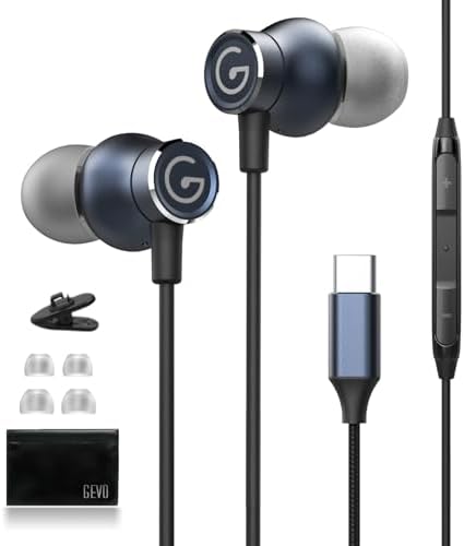 Premium USB C Wired Earbuds with Microphone for Samsung Galaxy S23, i Phone 15 Pro Max, Google Pixel – Enhanced Audio Clarity & Magnetic Design for Easy Portability – Ideal In-Ear Earphones for Music & Calls