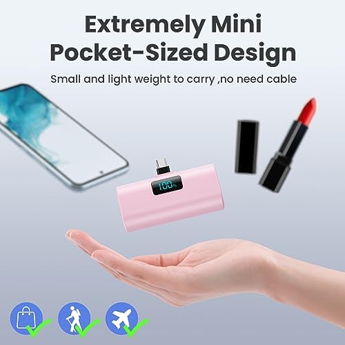 Dual-Pack Portable Power Bank for i Phone 16 Series – 5200 m Ah Fast Charging USB-C Battery Pack with Built-in Connector for i Phone 16/16 Plus/16 Pro/16 Pro Max/15 Series, Samsung & Android Devices – Lightweight Travel Charger for On-the-Go Convenience