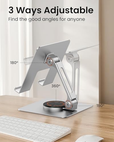 Revolutionize Your Tablet Experience with the TIRGIS 360° Rotating Adjustable Tablet Stand – Super Sturdy, Foldable & Portable Holder for Home and Office Use, Compatible with i Pad 9.7, 10.5, 12.9, i Pad Pro 11/12.9, Air, Mini, and Pro – Perfect Viewing Angle and Ergonomic Support for Enhanced Productivity