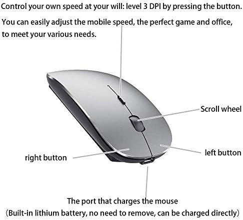 Sleek Bluetooth Wireless Mouse for Mac, Windows & i Pad – Ergonomic Design, High-Precision Navigation, Rechargeable & Dual-Mode Compatibility (Gray & Black) – Elevate Your Productivity with Clutter-Free Connectivity