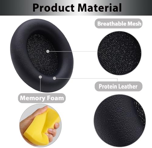 Elevate Your Beats Studio Pro Wireless Headphones with Premium Cooling Gel Replacement Earpads – Soft Protein Leather & Adaptive High-Density Memory Foam for Unmatched Comfort and Sound Isolation – Innovative Design in Sleek Black for Extended Wear Performance