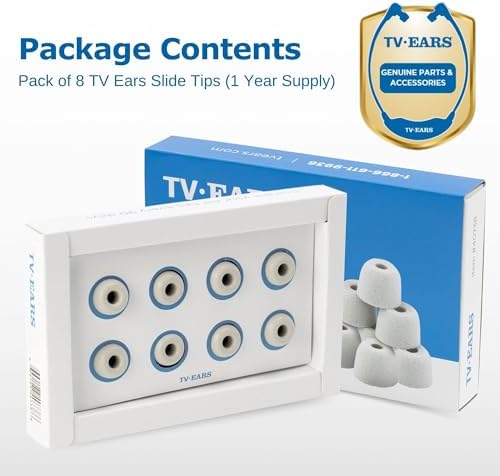 TV EARS Premium Memory Foam Earbud Tips – 4 Pairs for Original & 5.8 Digital Headsets, Noise-Isolating Gray Replacement Tips for Superior Comfort & Sound Quality, 1-Year Supply for Ultimate Listening Experience