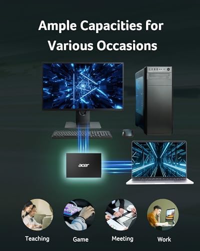 Acer SA100 960 GB SATA III Internal SSD – Achieve Blazing 560 MB/s Read Speeds with Advanced 3 D NAND Technology for Ultimate Durability, Ideal for Gamers and Creative Professionals Seeking Exceptional Storage Solutions!